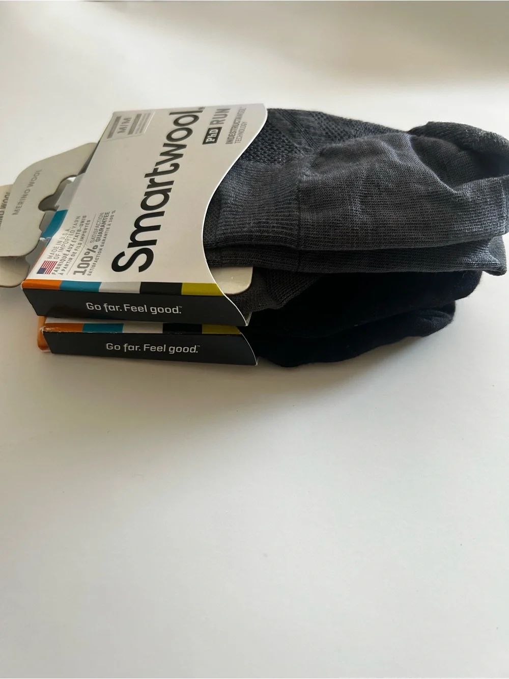 Smartwool PhD Run Low Cut Merino Wool Socks 2 Pairs Size Medium Black & Gray NWT